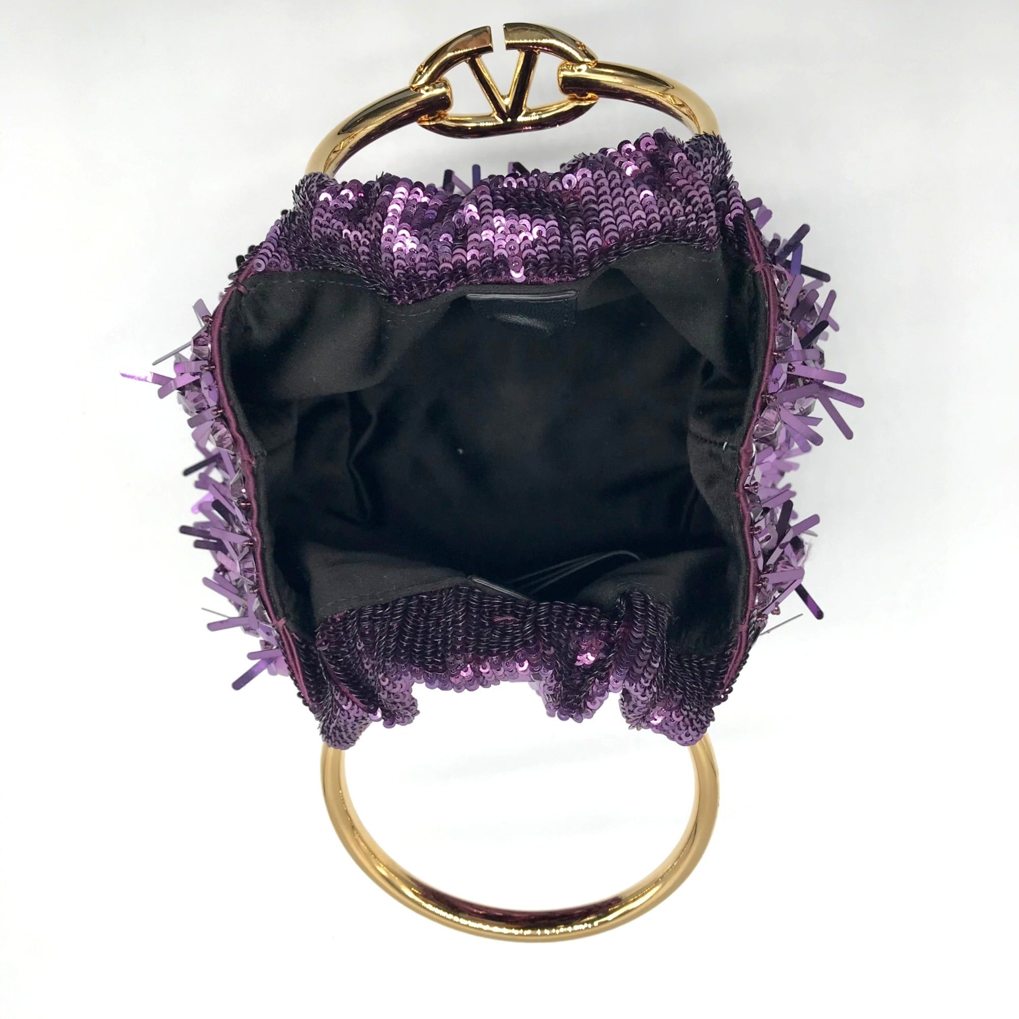 Valentino Garavani Small Carry Secrets Embroidered Amethyst Bucket Bag