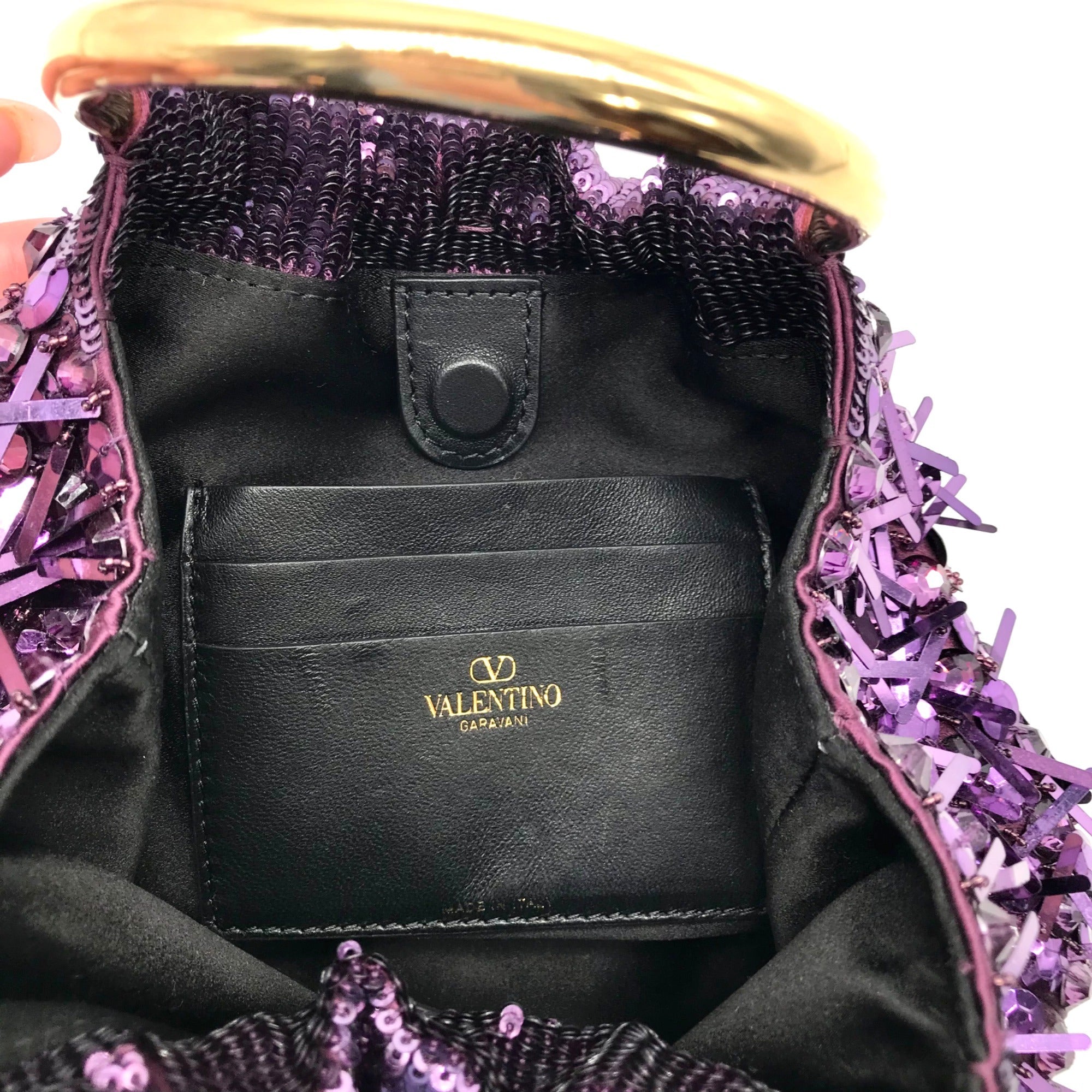 Valentino Garavani Small Carry Secrets Embroidered Amethyst Bucket Bag