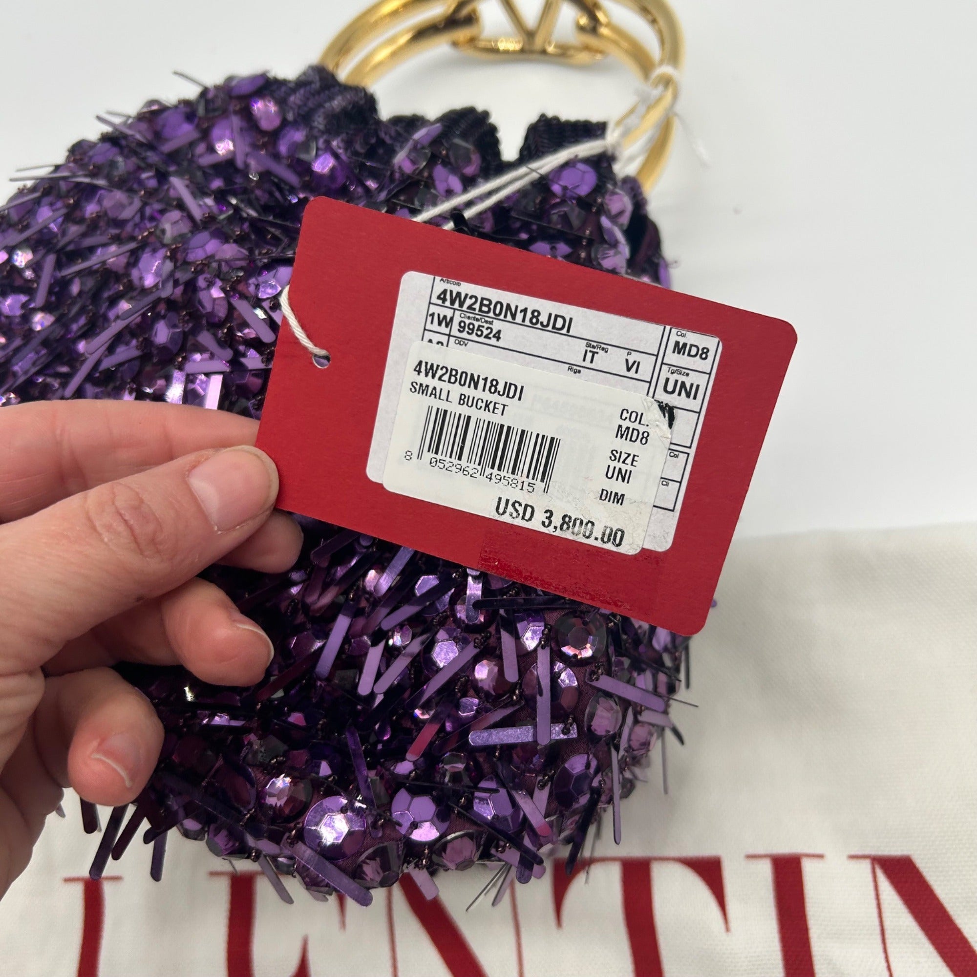 Valentino Garavani Small Carry Secrets Embroidered Amethyst Bucket Bag