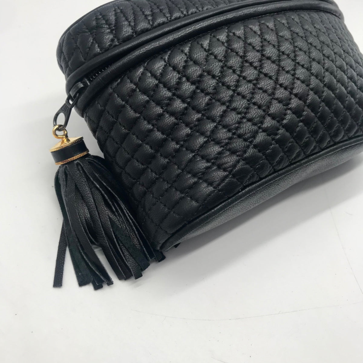 Bally Black Leather Quilted Lambskin Belt Bag