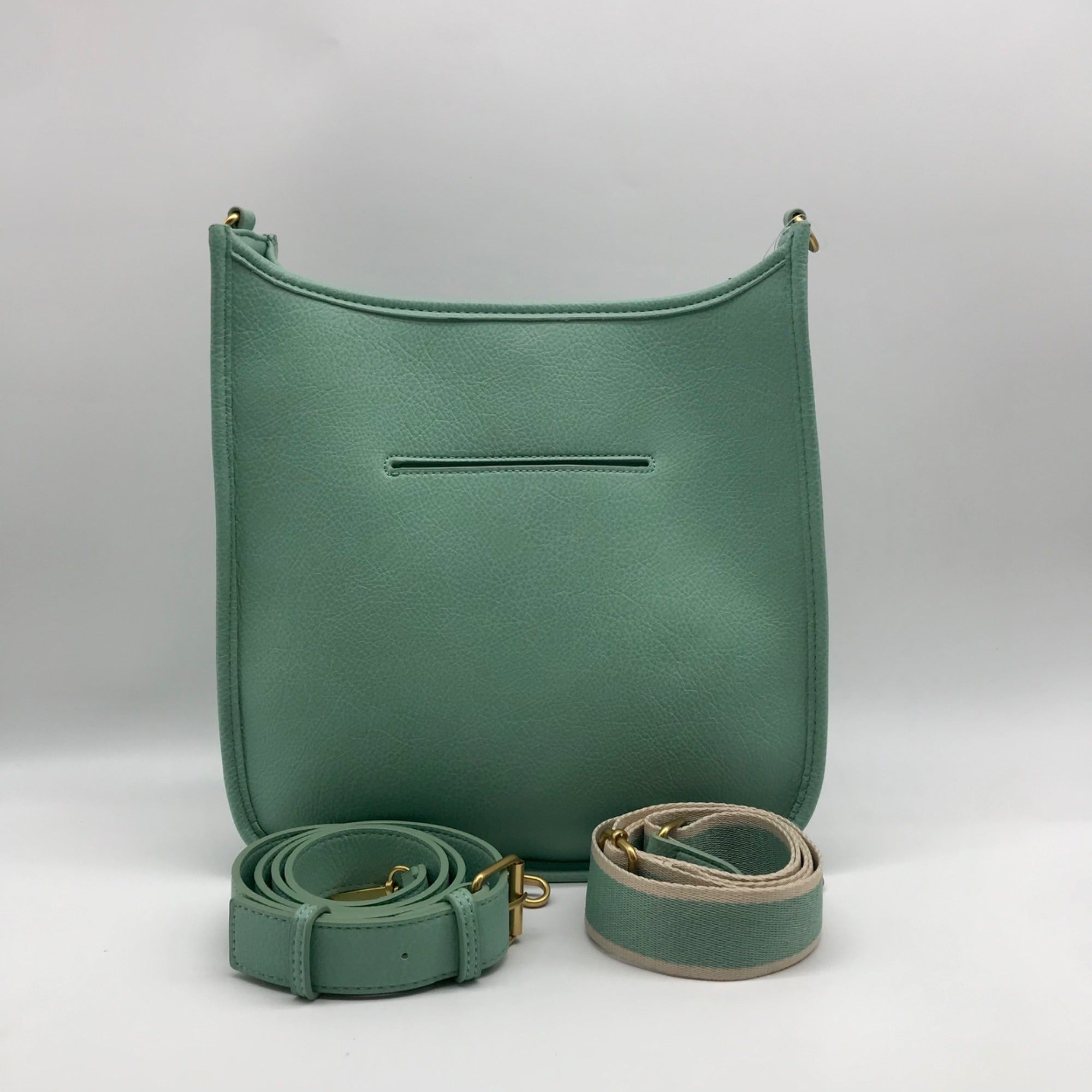 Style &amp; Co Faux Leather Mint Sage Whipstitch Medium Crossbody Bag