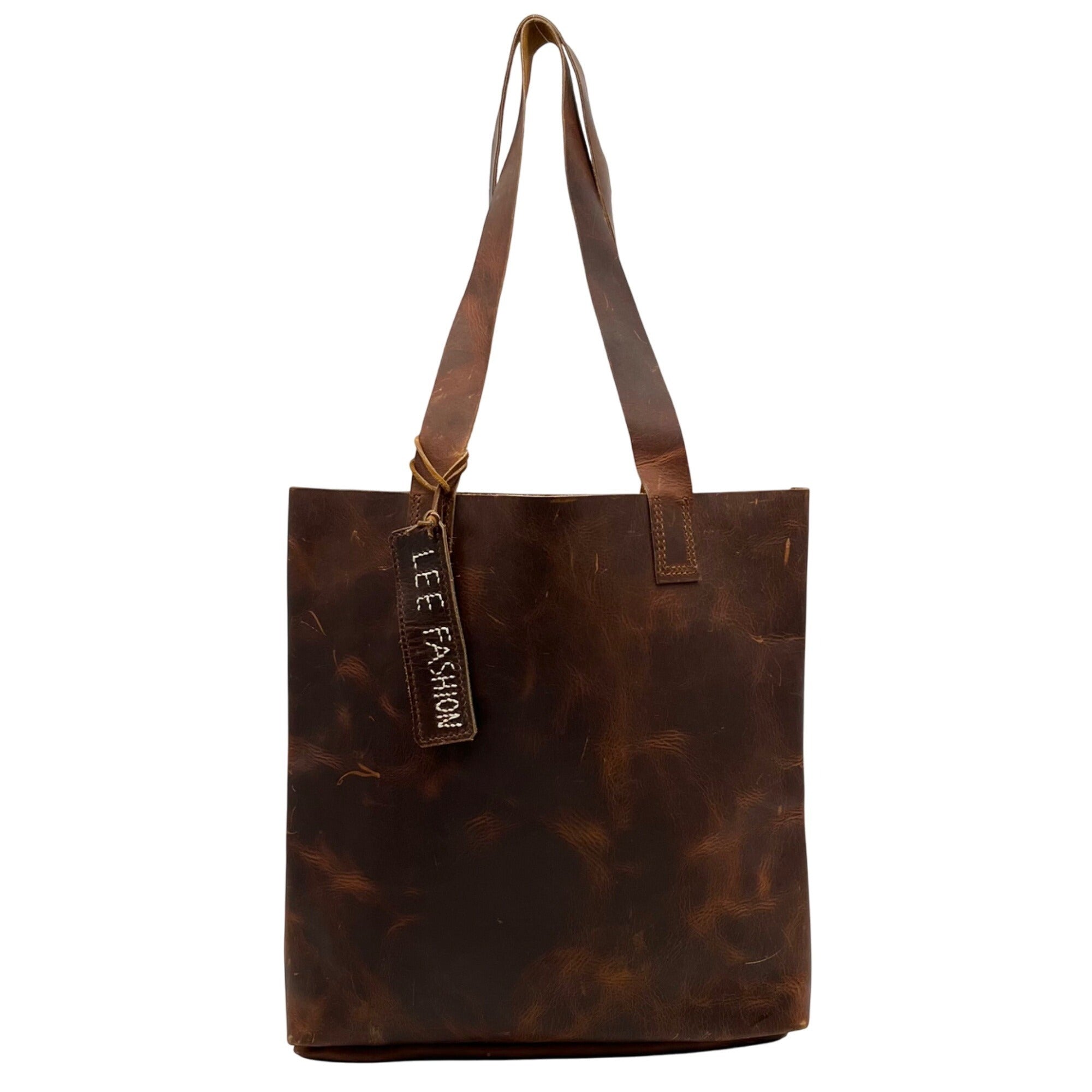Lee Fashion Brown Distressed Leather Tote Bag