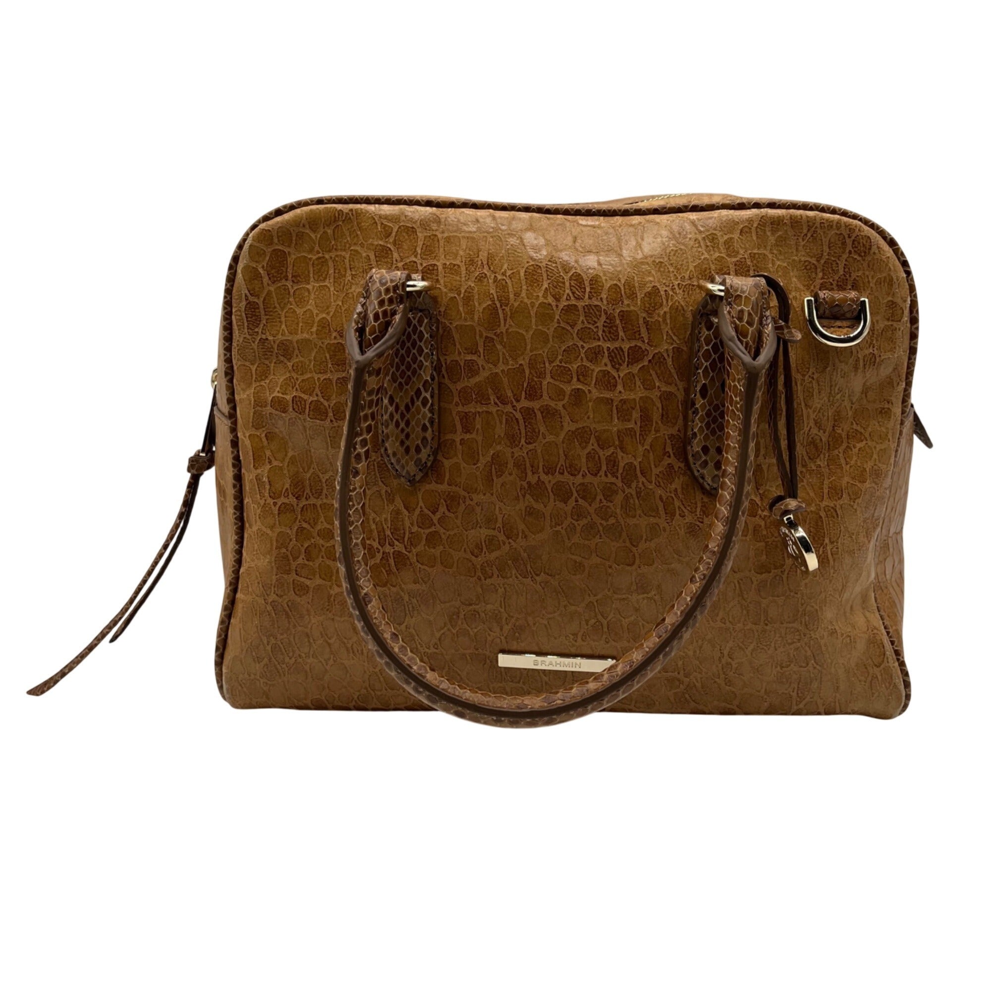 Brahim Brown Embossed Leather Shoulder Bag