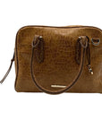 Brahim Brown Embossed Leather Shoulder Bag