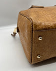 Brahim Brown Embossed Leather Shoulder Bag