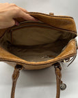 Brahim Brown Embossed Leather Shoulder Bag