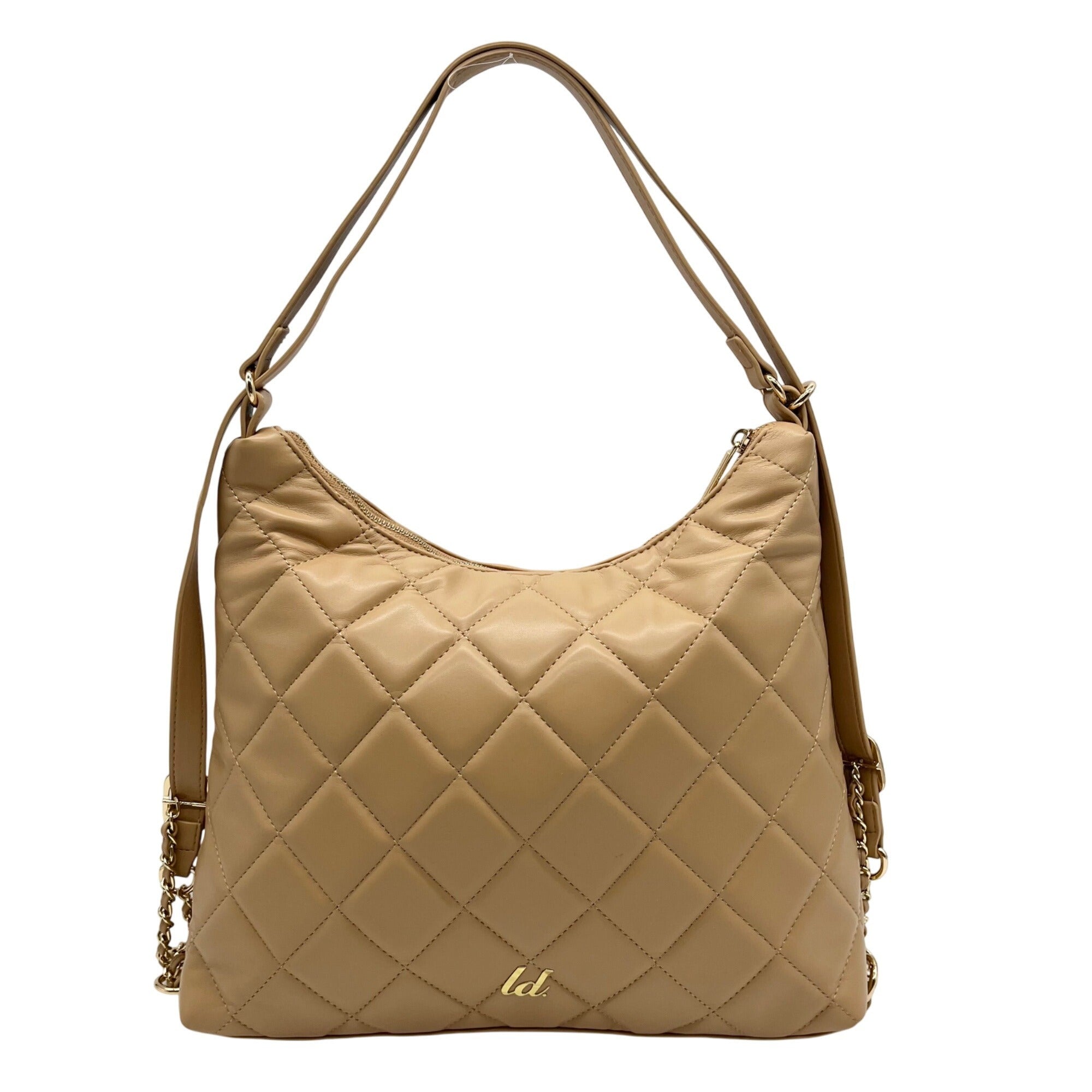 Like Dreams Camel Quilted Convertible Shoulder Bag With Wallet 