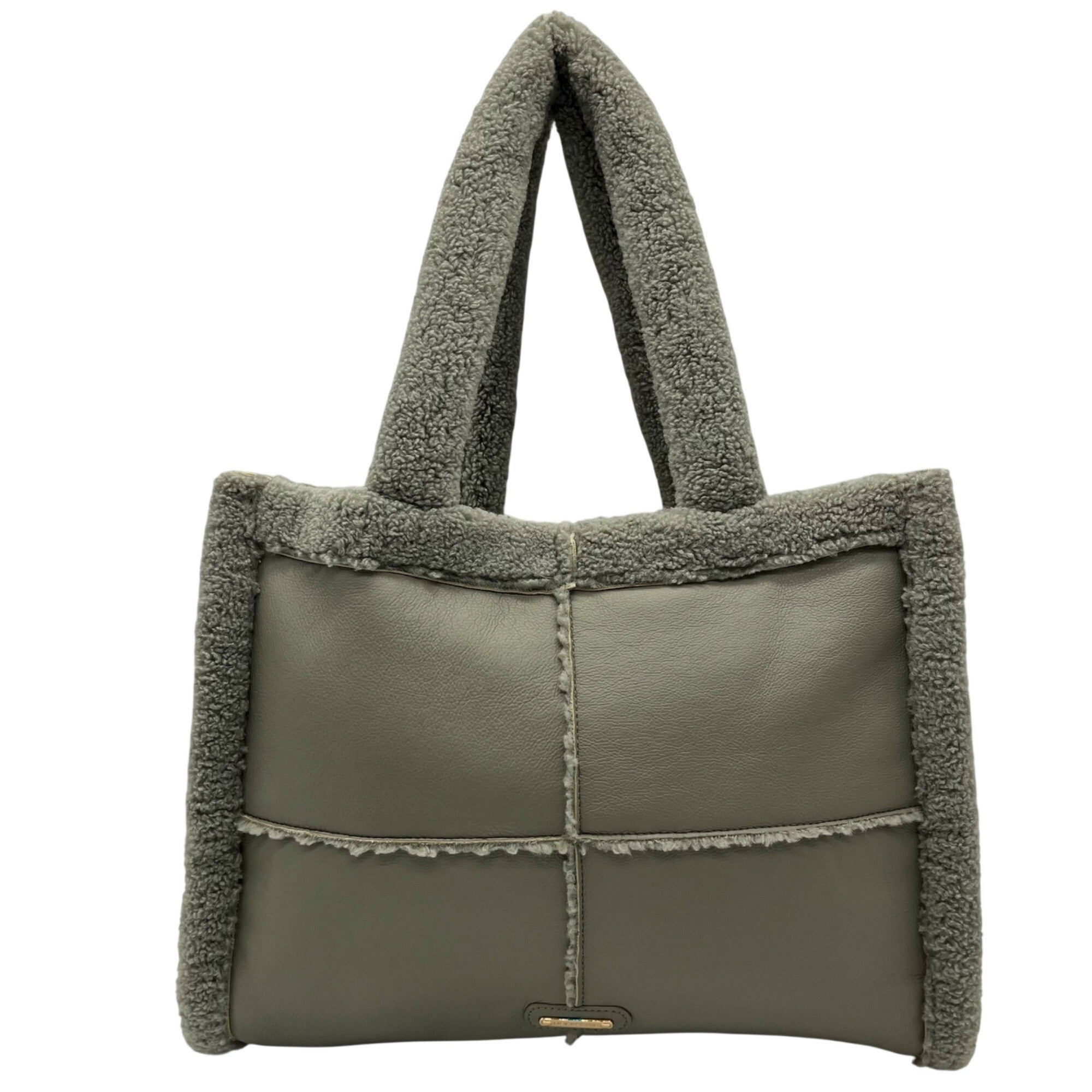 Like Dreams Grey Everyday Faux Leather Sherpa Tote Bag
