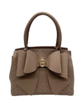 Like Dreams Taupe Large Bow Faux Leather Satchel