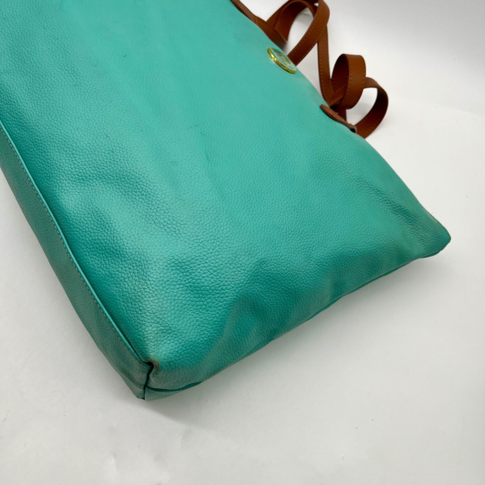 Joy Susan Blue Pebbled Faux Leather Tote With Matching Crossbody Bag