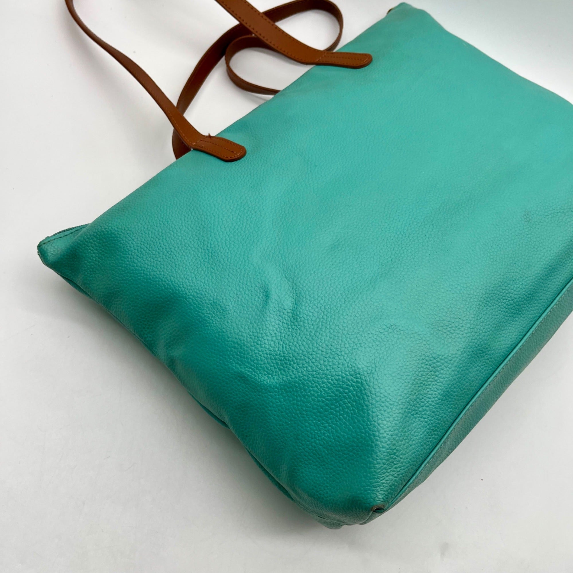 Joy Susan Blue Pebbled Faux Leather Tote With Matching Crossbody Bag