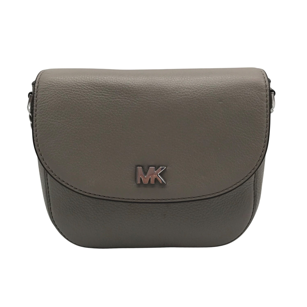 Michael Kors Gray Pebbled Leather Mott Crossbody Bag