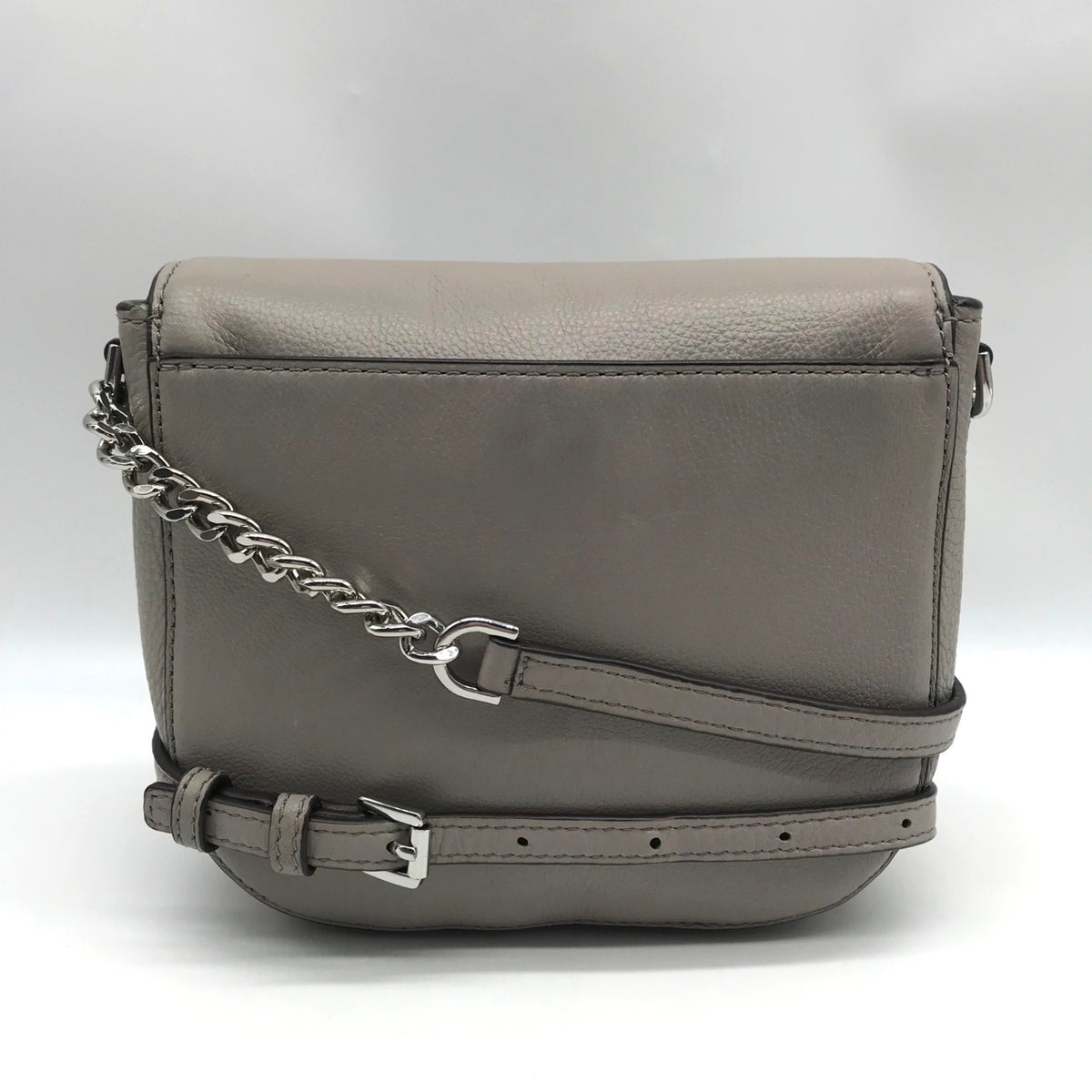 Michael Kors Gray Pebbled Leather Mott Crossbody Bag