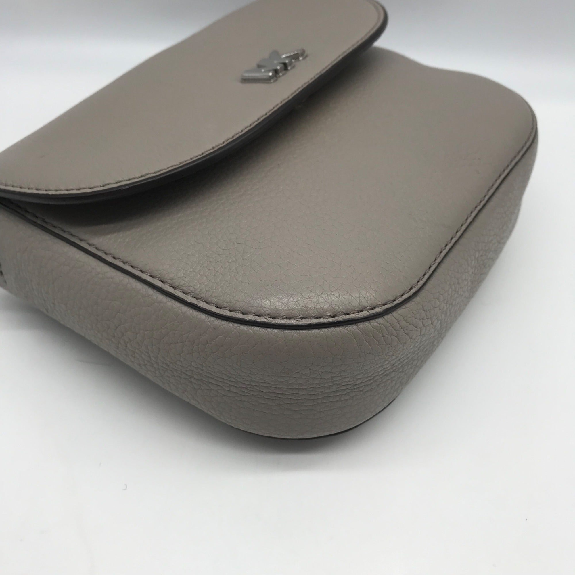Michael Kors Gray Pebbled Leather Mott Crossbody Bag