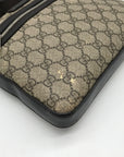 Gucci Dark Brown Leather and Signature GG Supreme Canvas Crossbody Bag