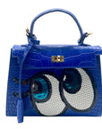 Playnomore Blue Croc-Embossed Shy Girl Crossbody Satchel