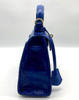 Playnomore Blue Croc-Embossed Shy Girl Crossbody Satchel