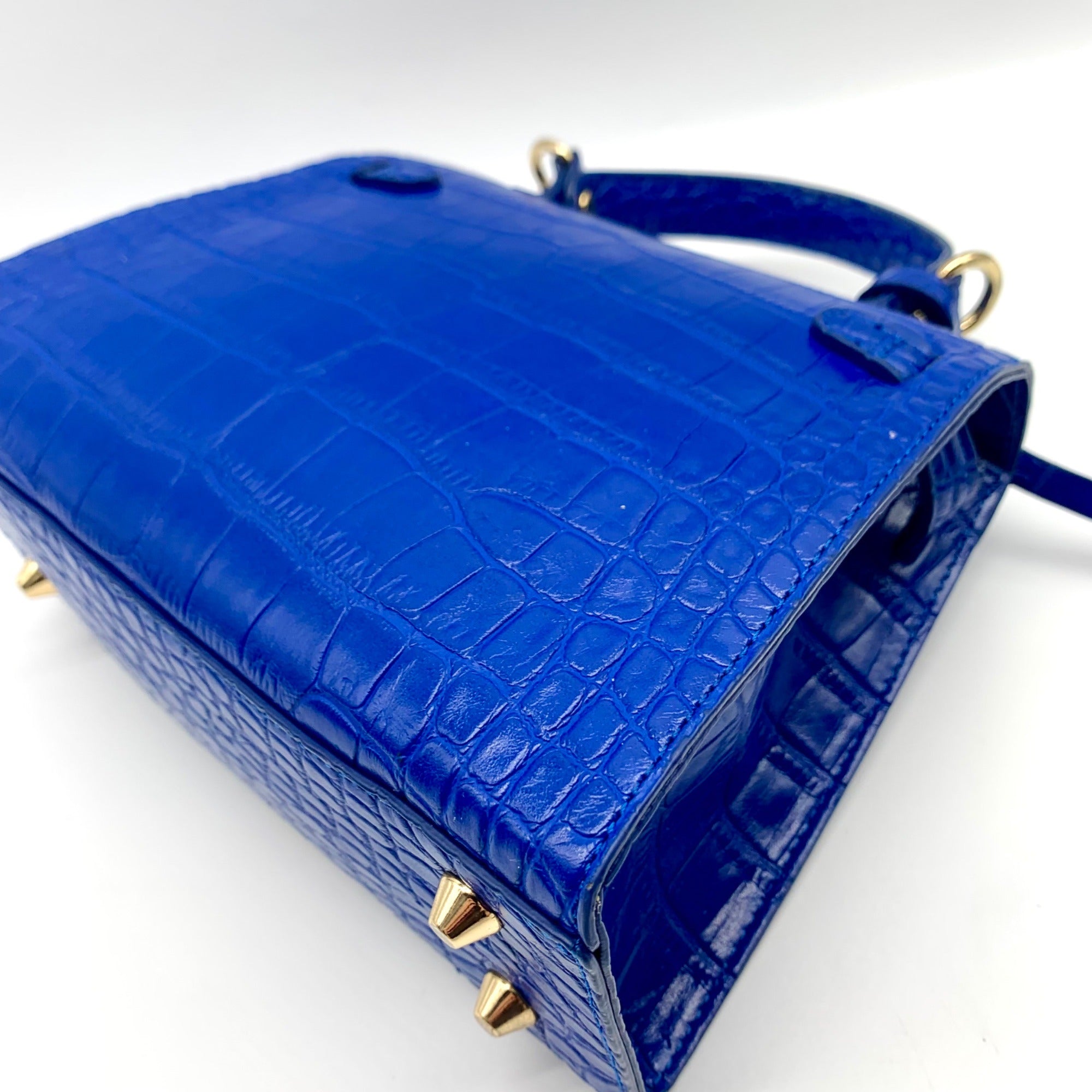 Playnomore Blue Croc-Embossed Shy Girl Crossbody Satchel