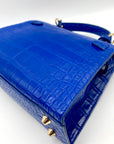 Playnomore Blue Croc-Embossed Shy Girl Crossbody Satchel