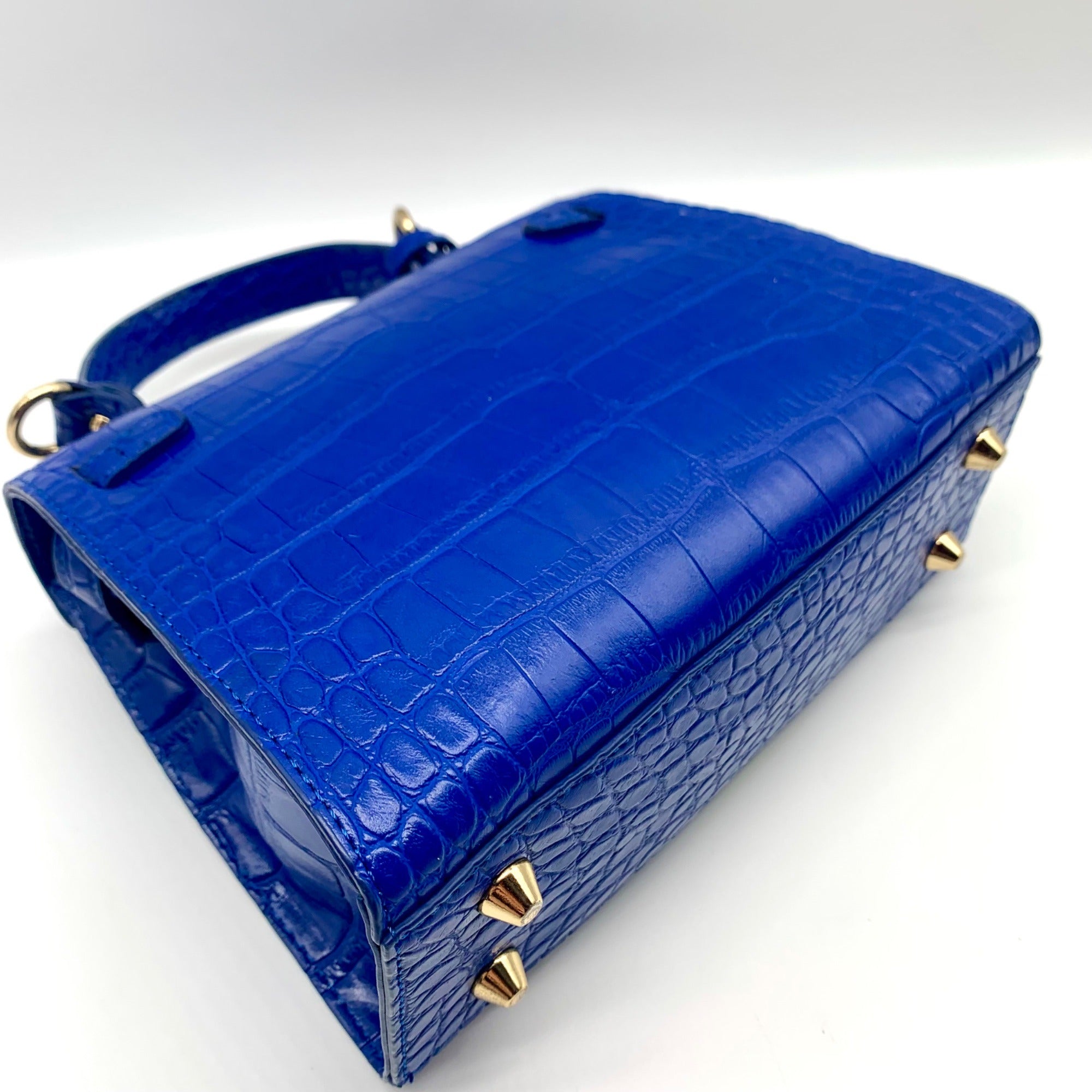 Playnomore Blue Croc-Embossed Shy Girl Crossbody Satchel