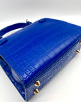 Playnomore Blue Croc-Embossed Shy Girl Crossbody Satchel