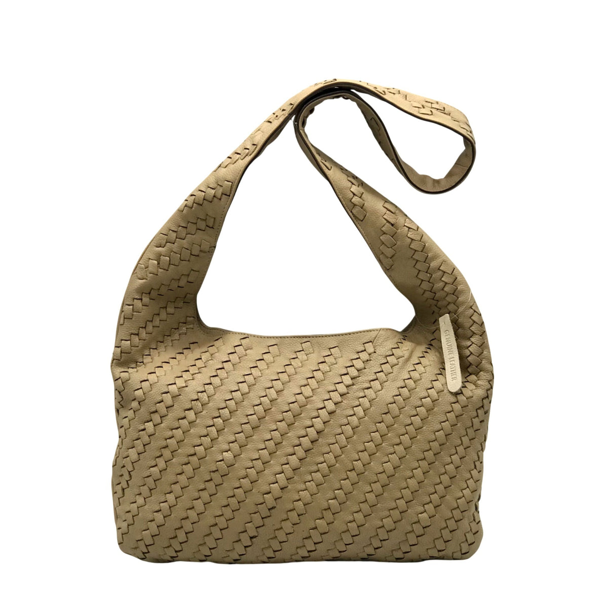 Lodis Tan Woven Leather Solstice Hobo Bag