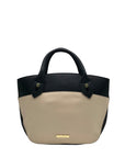 London Fog Black & Cream Colorblock Dome Satchel Bag