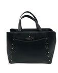 London Fog Black Faux Leather Studded Satchel Bag