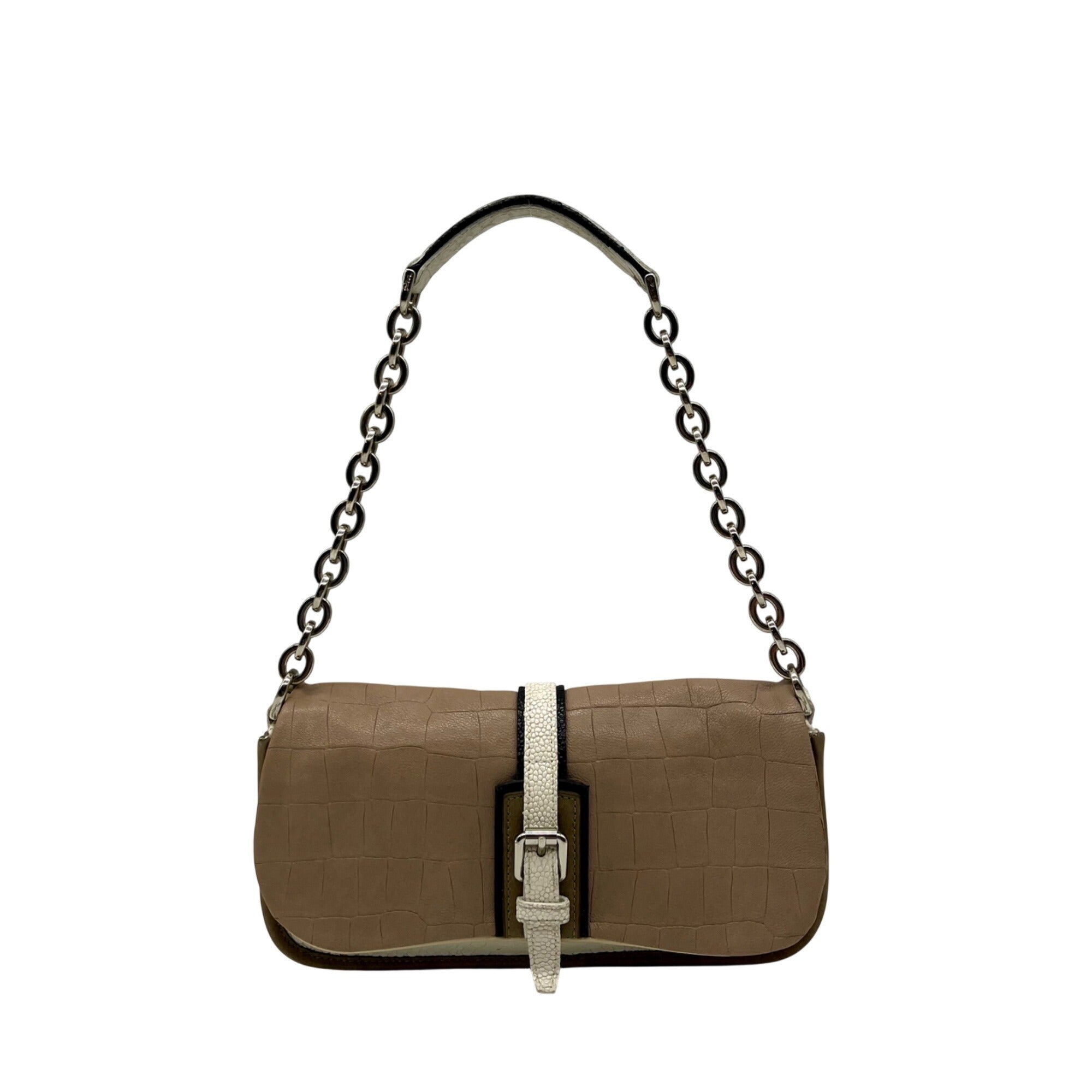 LongChamp Beige Leather Shoulder Bag