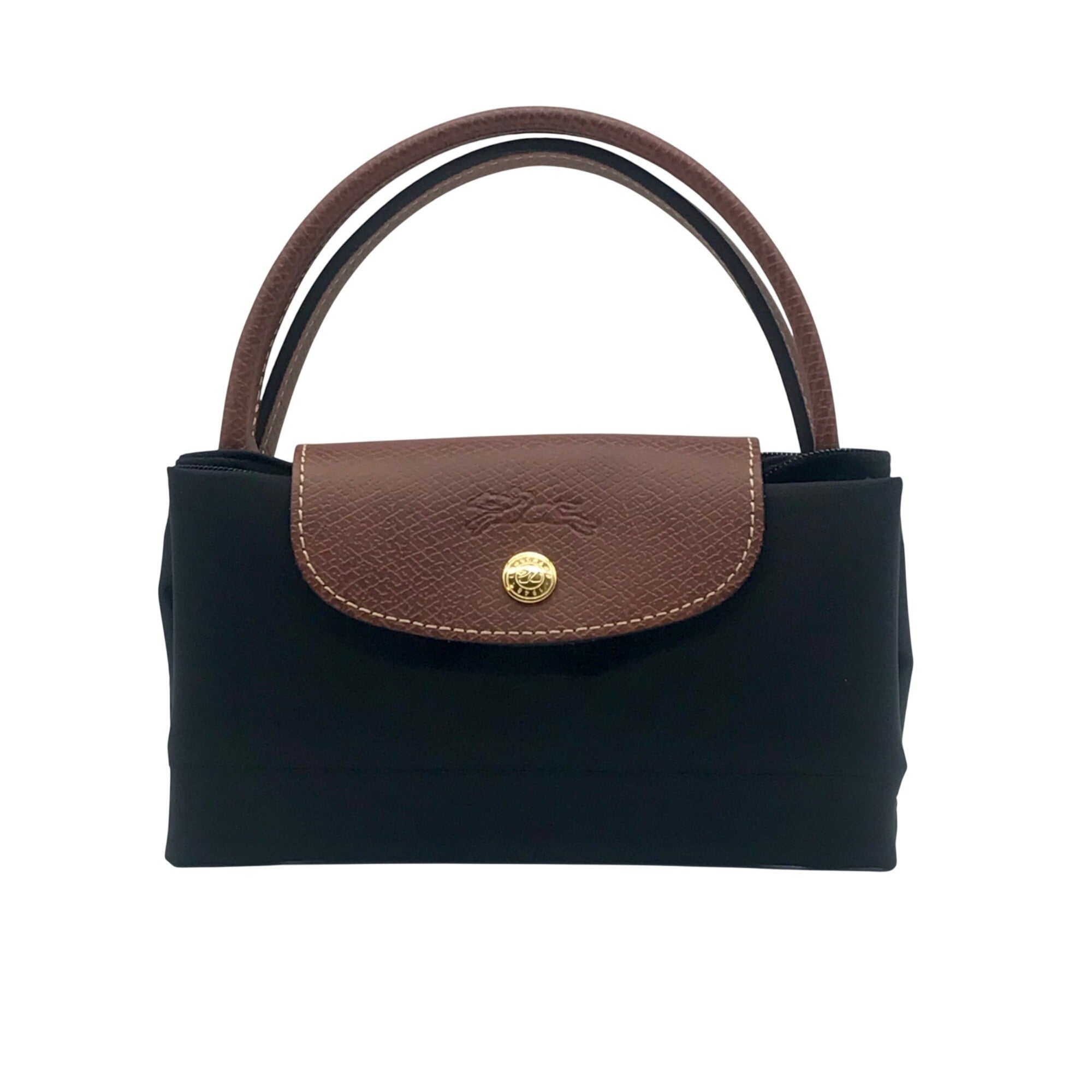 Longchamp Black Nylon Le Pilage Top Handle Reversible Bag