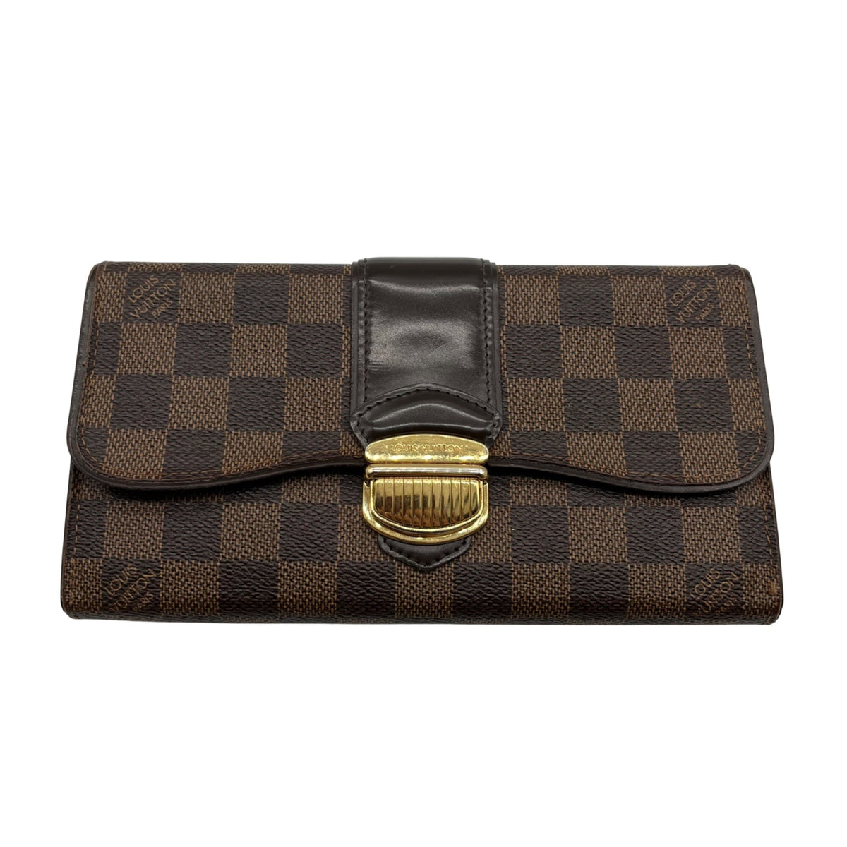 Louis Vuitton Brown Leather Damier Ebène Sistina Wallet