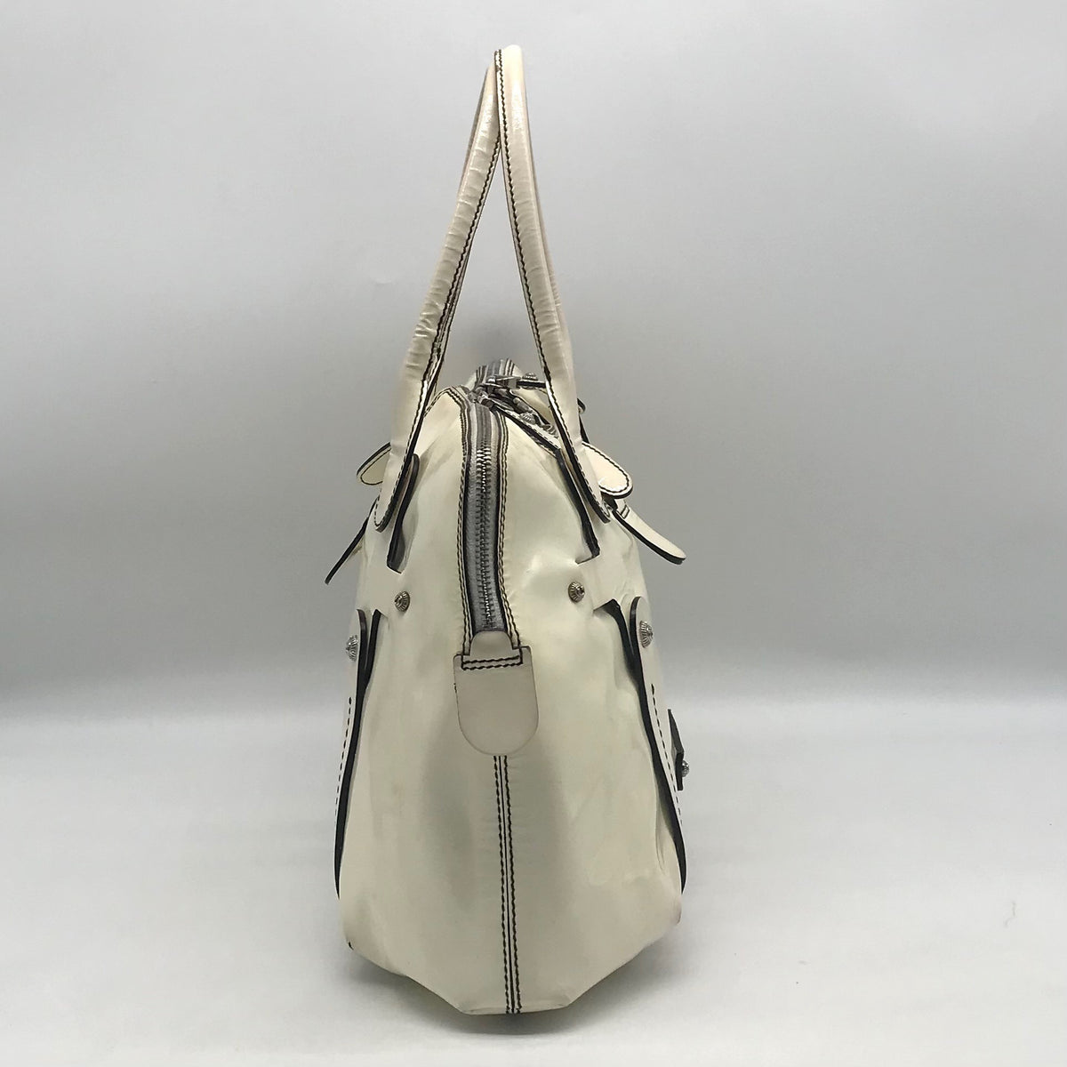Salvatore Ferragamo White Patent Leather Satchel