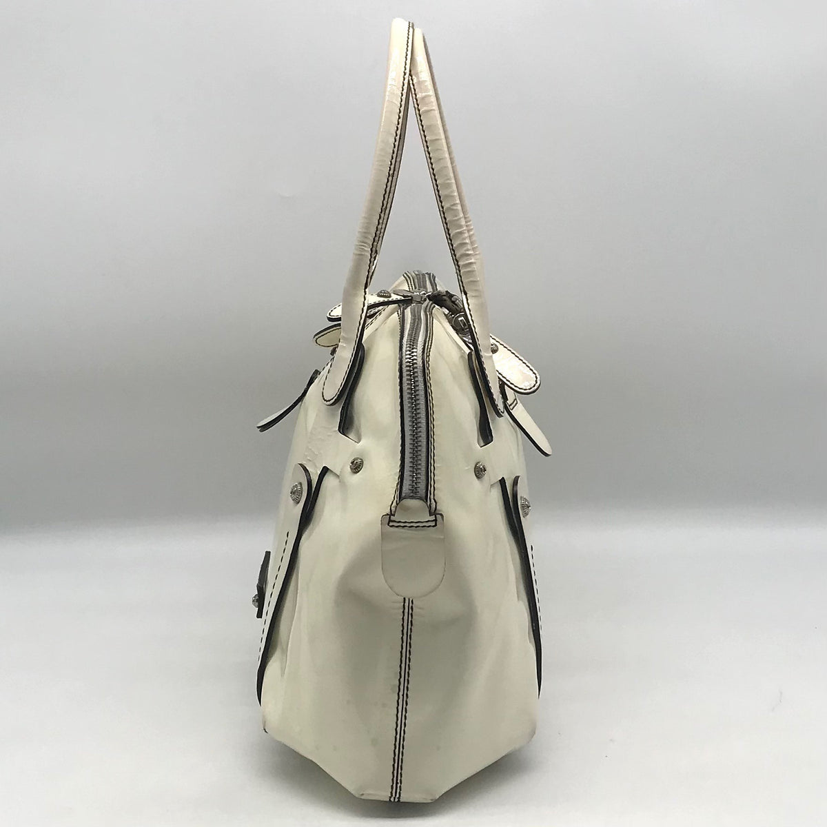 Salvatore Ferragamo White Patent Leather Satchel