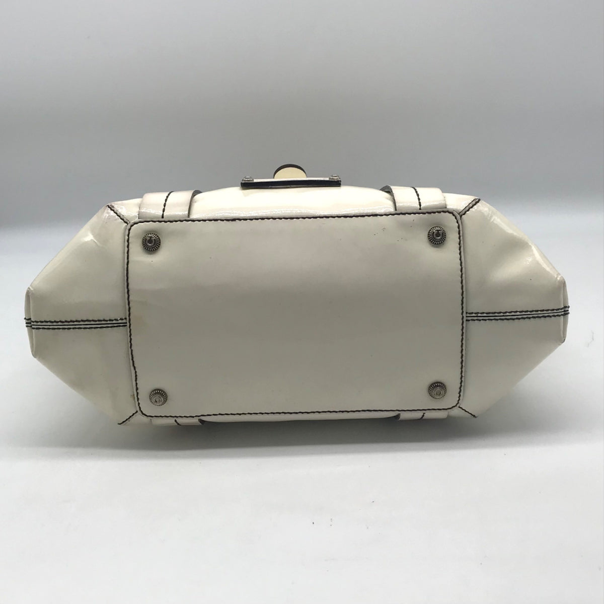 Salvatore Ferragamo White Patent Leather Satchel
