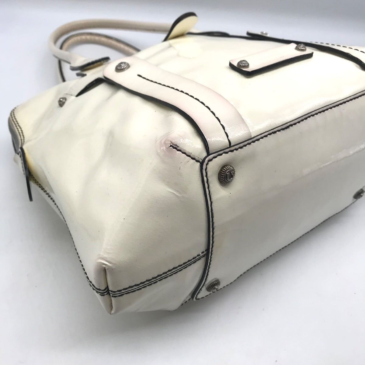 Salvatore Ferragamo White Patent Leather Satchel