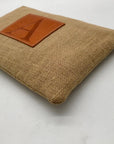 Tan Jute Fabric "A" Branded Patch Shoulder Bag