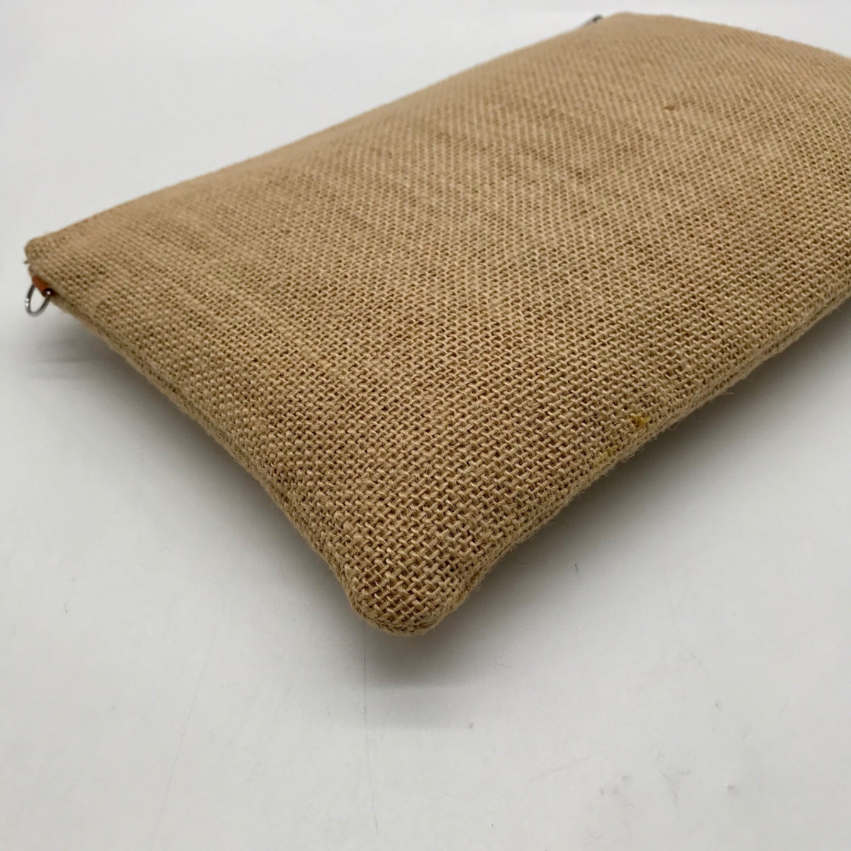 Tan Jute Fabric "A" Branded Patch Shoulder Bag