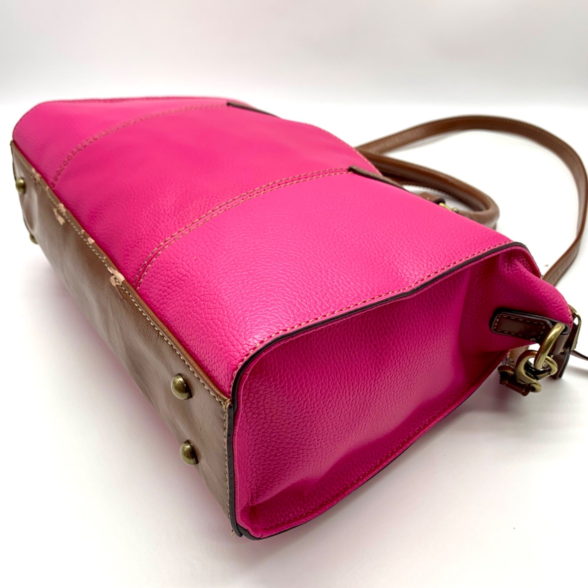 Tignanello Fushia &amp; Brown Shoulder Bag With Matching Wallet