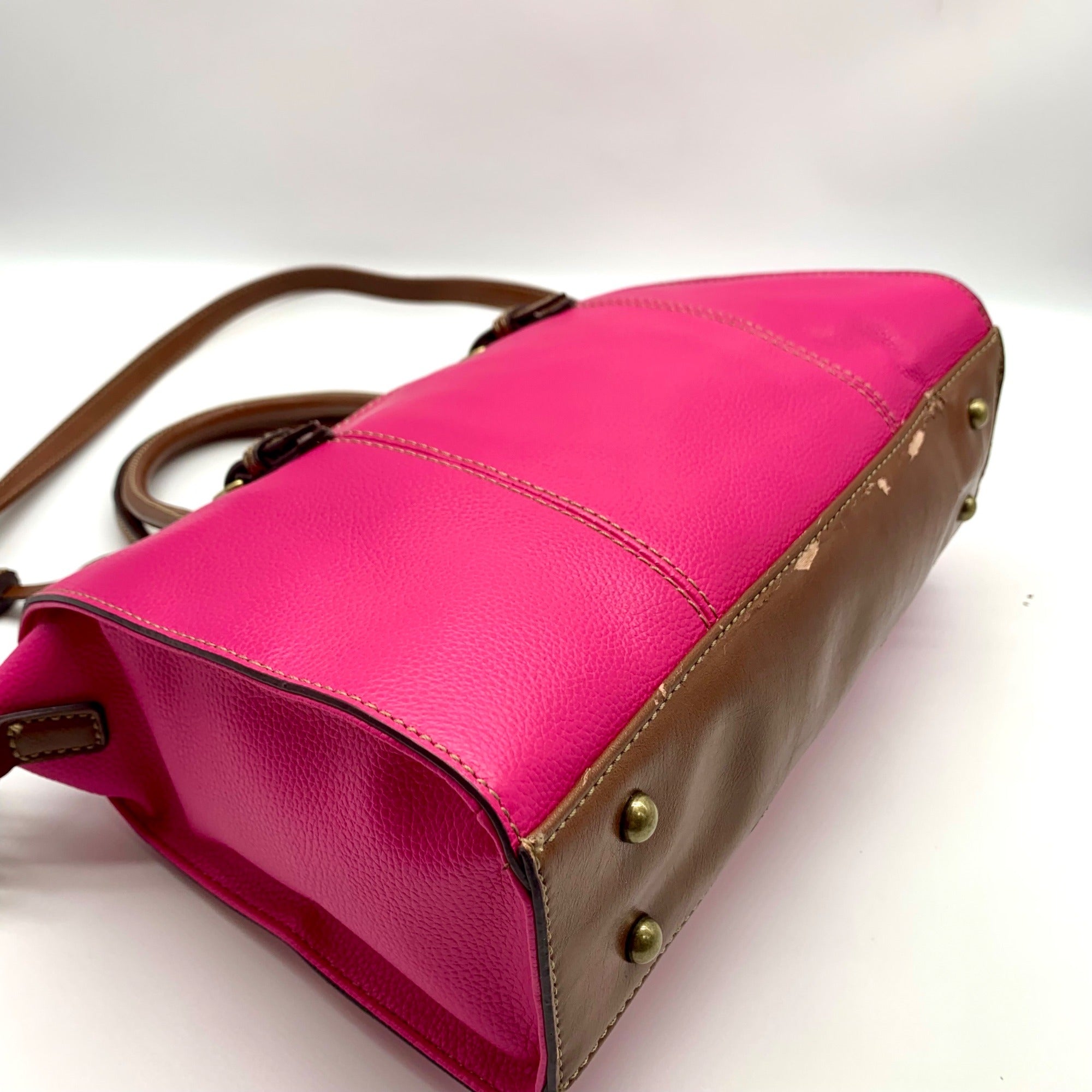 Tignanello Fushia &amp; Brown Shoulder Bag With Matching Wallet