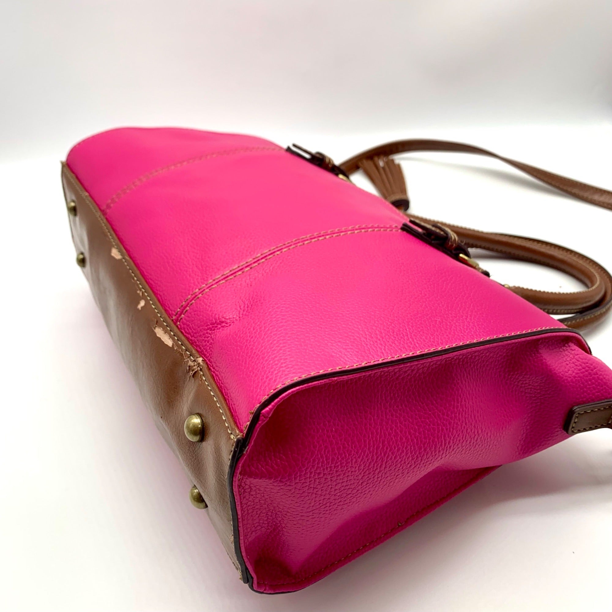 Tignanello Fushia &amp; Brown Shoulder Bag With Matching Wallet