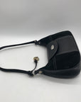 Brighton Black Suede & Pebbled Leather Shoulder Bag