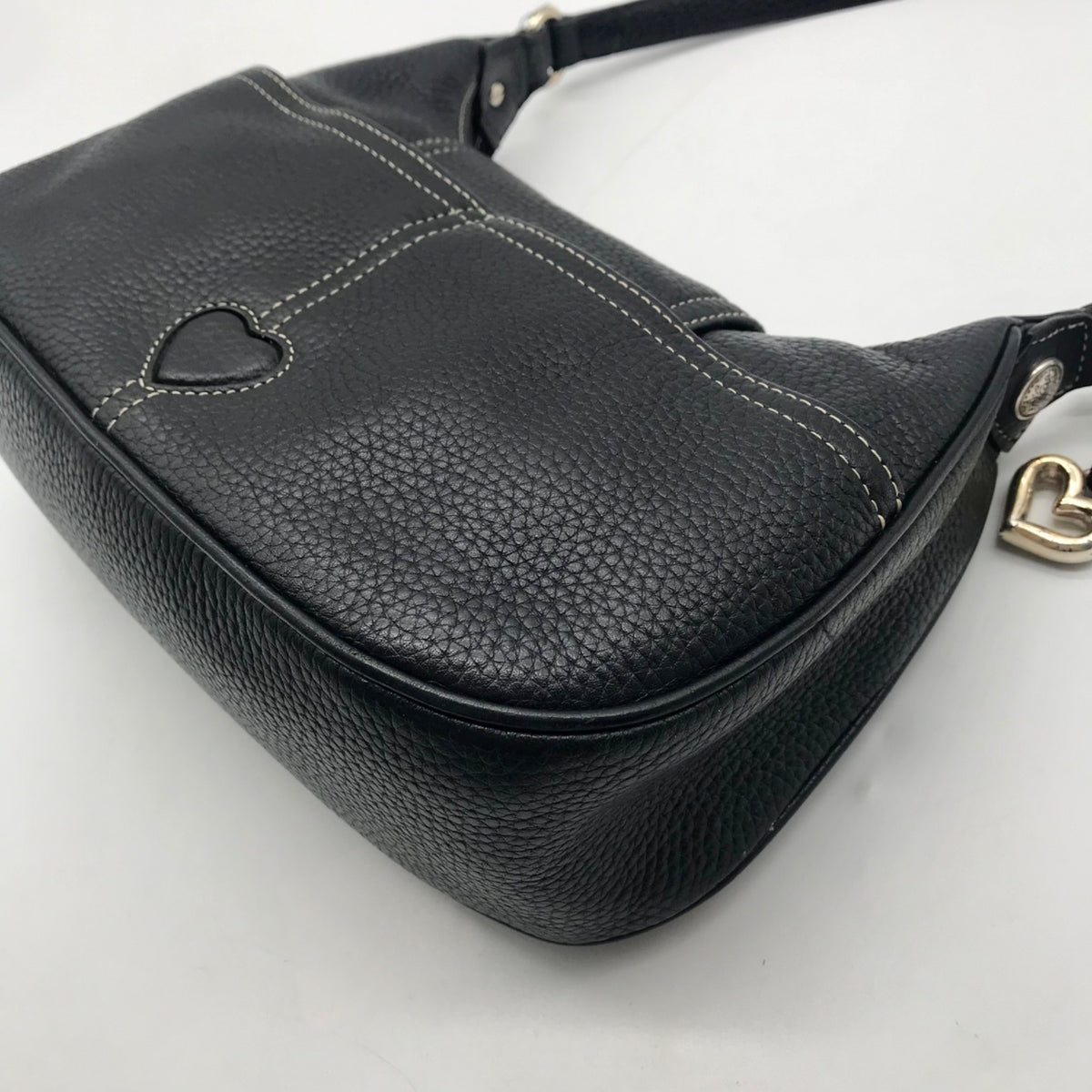 Brighton Black Suede &amp; Pebbled Leather Shoulder Bag