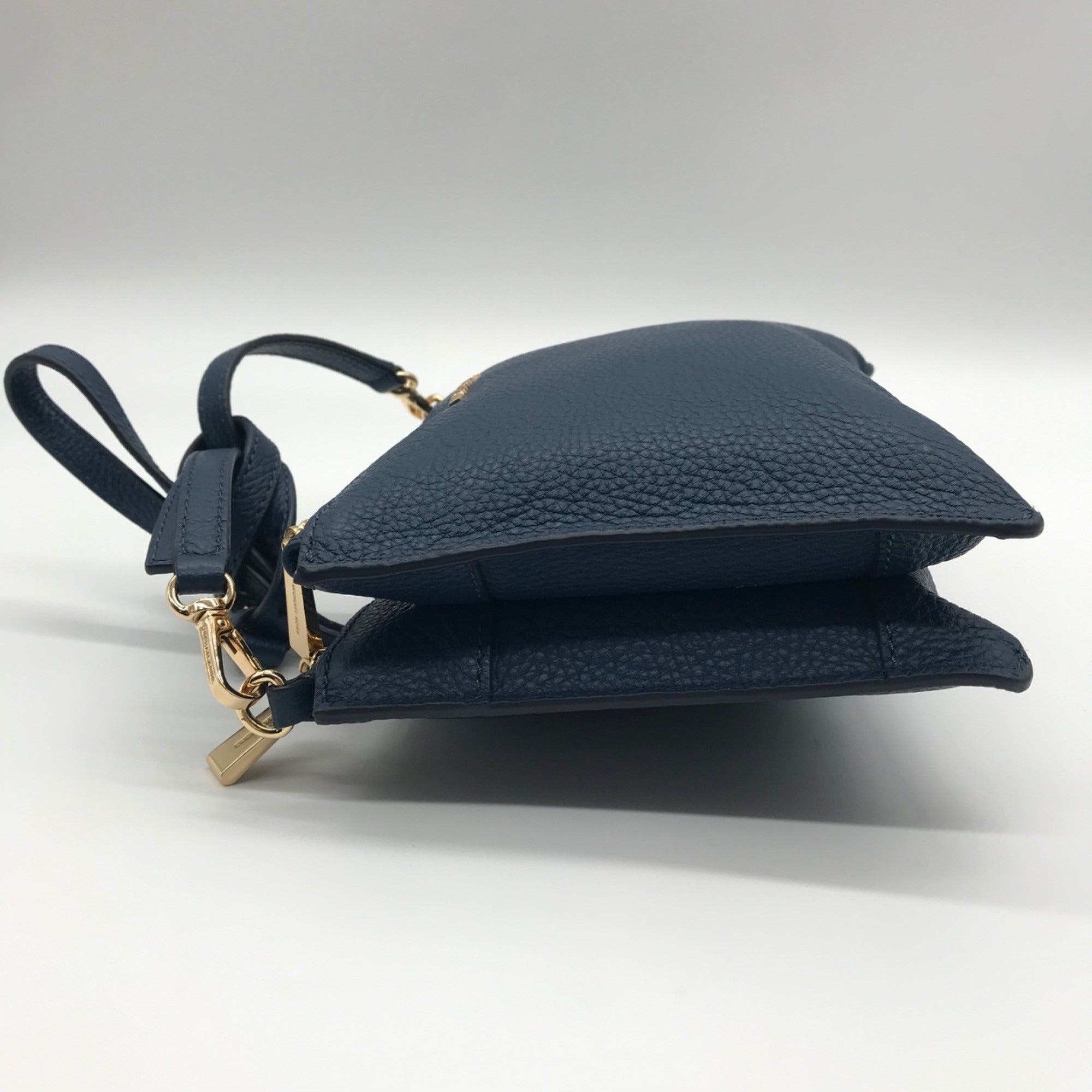 Michael Kors Blue Pebbled Leather Double Zip Crossbody Bag