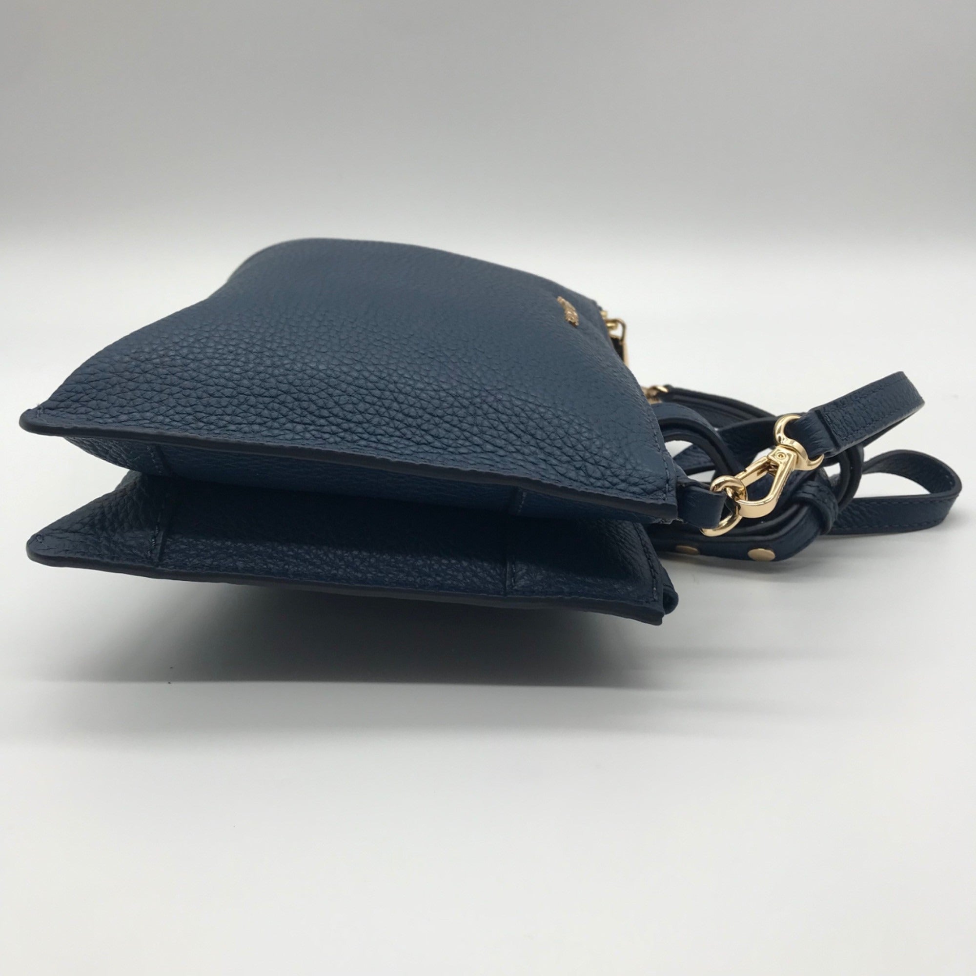 Michael Kors Blue Pebbled Leather Double Zip Crossbody Bag
