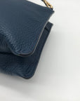 Michael Kors Blue Pebbled Leather Double Zip Crossbody Bag