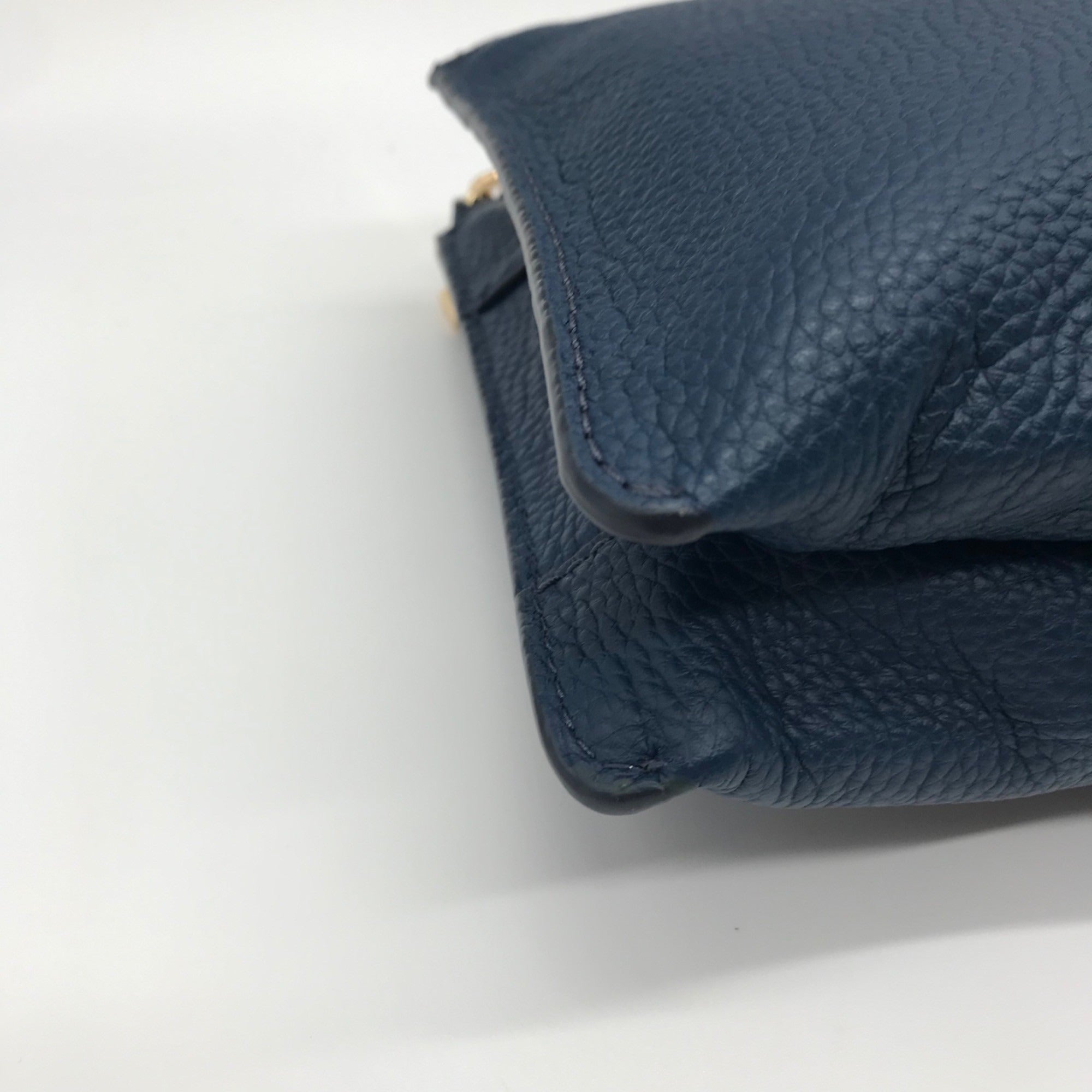 Michael Kors Blue Pebbled Leather Double Zip Crossbody Bag