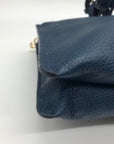 Michael Kors Blue Pebbled Leather Double Zip Crossbody Bag
