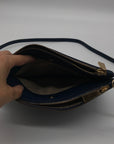 Michael Kors Blue Pebbled Leather Double Zip Crossbody Bag