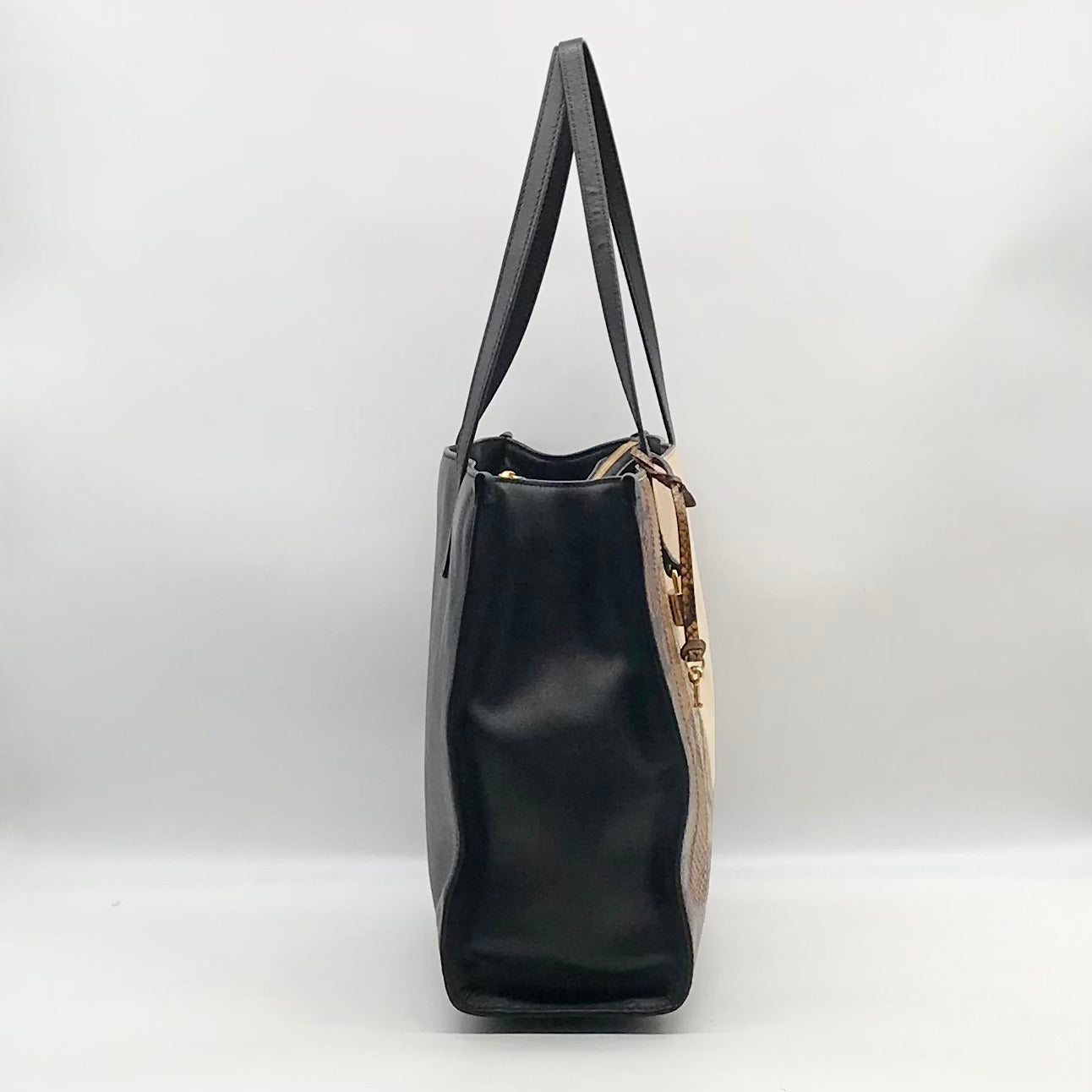 Marc Jacobs Black Snake Embossed Leather Grind Shopper Tote Bag