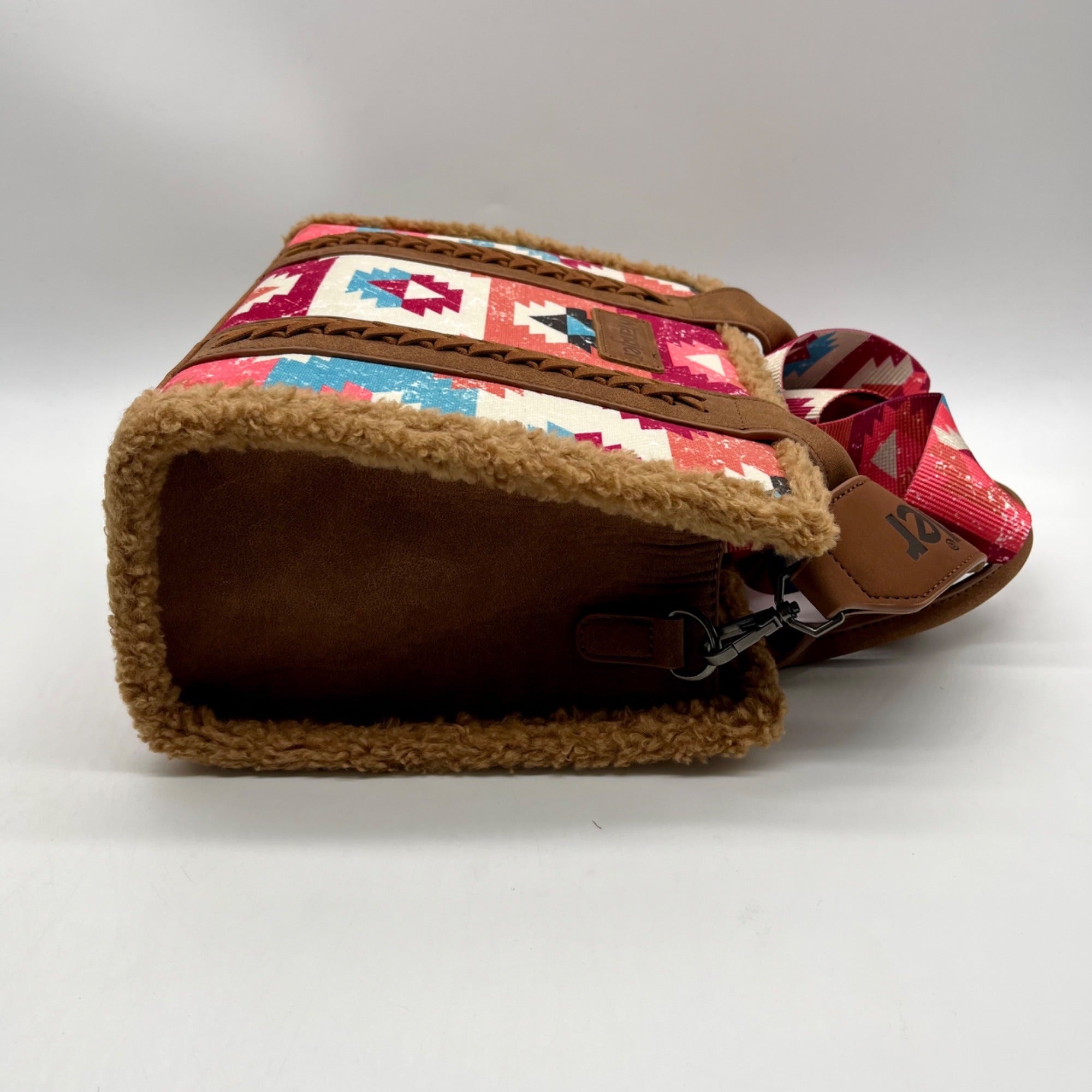 Wrangler Multicolor Fabric Aztec Sherpa Trim Satchel Bag